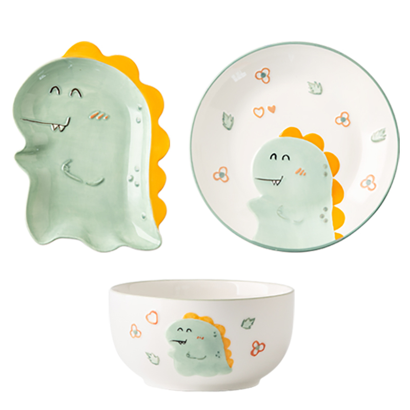 亿嘉ijarl日式卡通碗碟套装动物可爱创意个性家用儿童餐具组合儿童