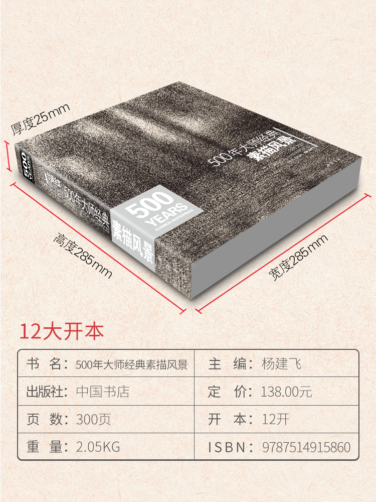[正版图书]500年大师经典素描风景杨建飞主编 建筑速写绘画册集临摹本书籍技法范画篇作品俄罗斯精选进口原作高清图美艺术教高清大图
