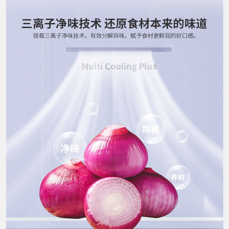 上菱601升对开门冰箱风冷无霜一级能效双变频节能离子净味抗菌大容量家用双开门电冰箱BSE601PWL(丝蕴灰)高清大图