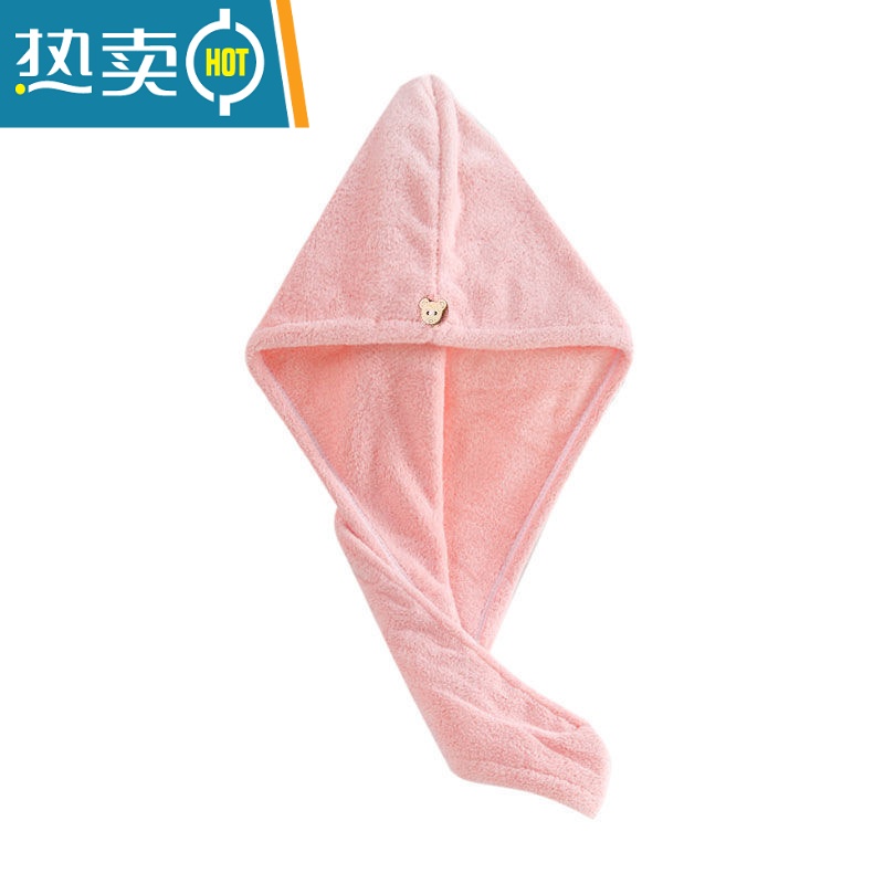 敬平干发帽女吸水速干擦头发毛巾加厚包头巾长发可爱浴帽干发巾 双层加厚浅粉色高清大图