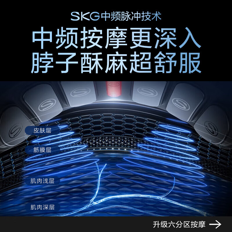 skg 颈椎按摩器 全新K5-2肩颈颈部脖子四分区3档热敷脉冲按摩仪便携小巧高清大图
