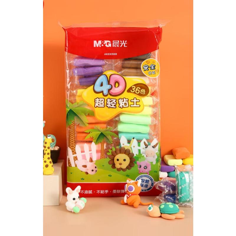 晨光(M&G)文具 4D超轻粘土儿童彩泥橡皮泥黏土小学生玩具 36色袋装AKE03988 (起订量:10份)