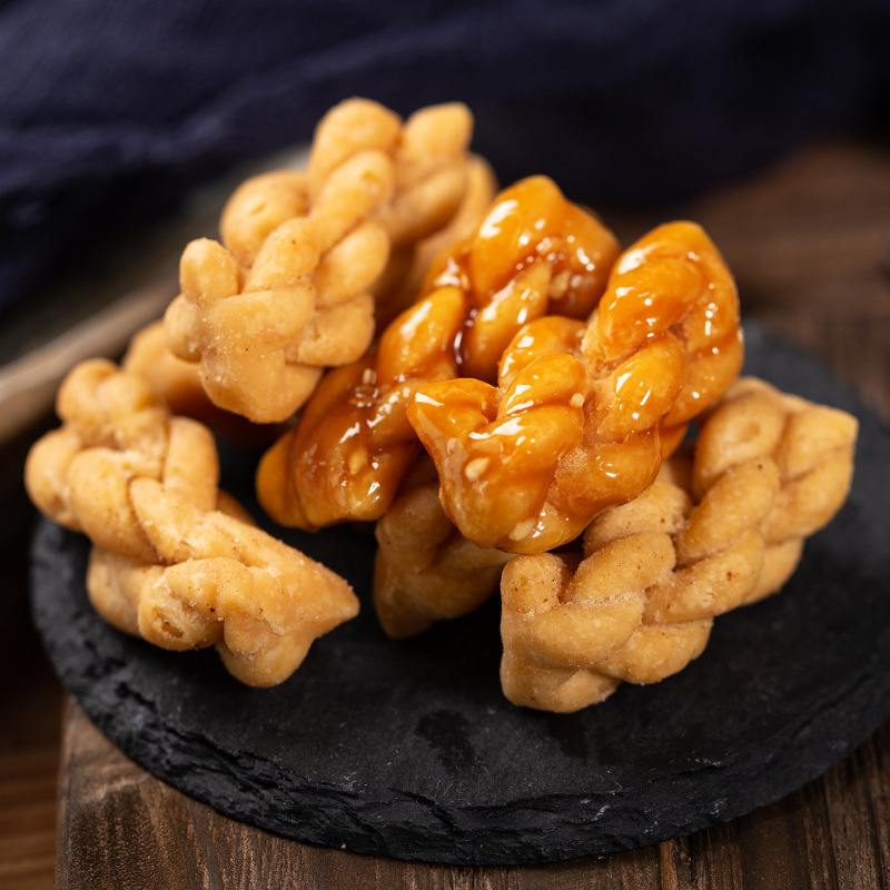 佬食仁 [日式の迷你小麻花360g整箱约40包] 椒盐红糖手工小麻花两种口味混合装整箱零食小吃网红好吃的排行榜饼干小袋装