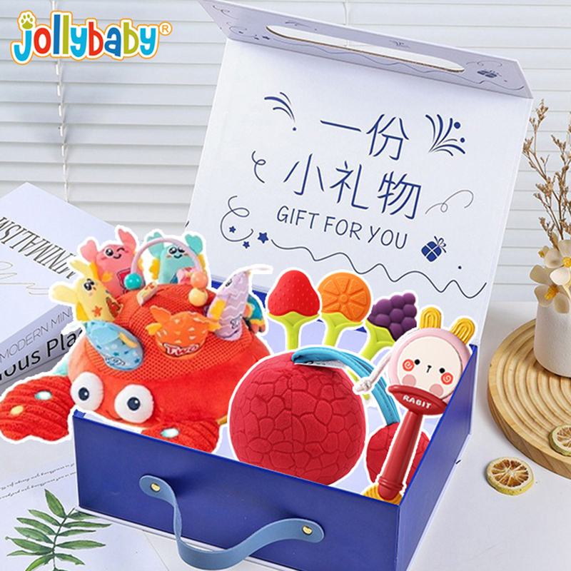 jollybaby动物拔拔乐玩具宝宝益智早教过家家毛绒公仔可啃咬1663 【送礼手提盒】趣味七彩拔拔乐喜庆6件套