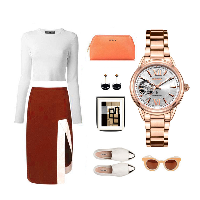 seiko精工手表女士时装表日本镂空机械女表ssa794j1