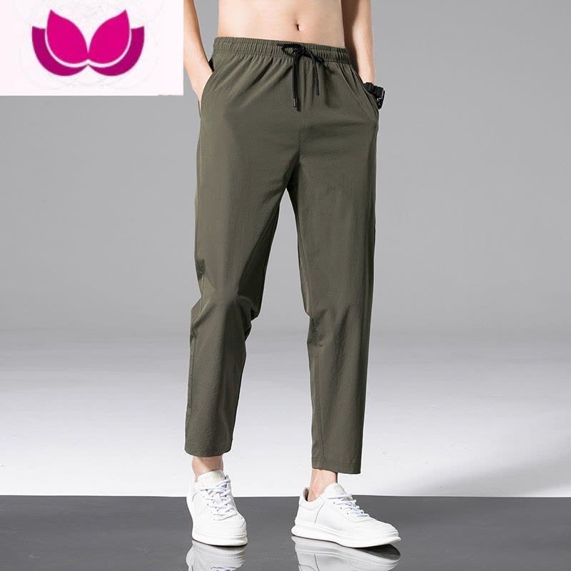 七斓夏季薄款男士九分裤潮流小脚裤哈伦裤宽松裤子男9分裤纯色休闲裤图片