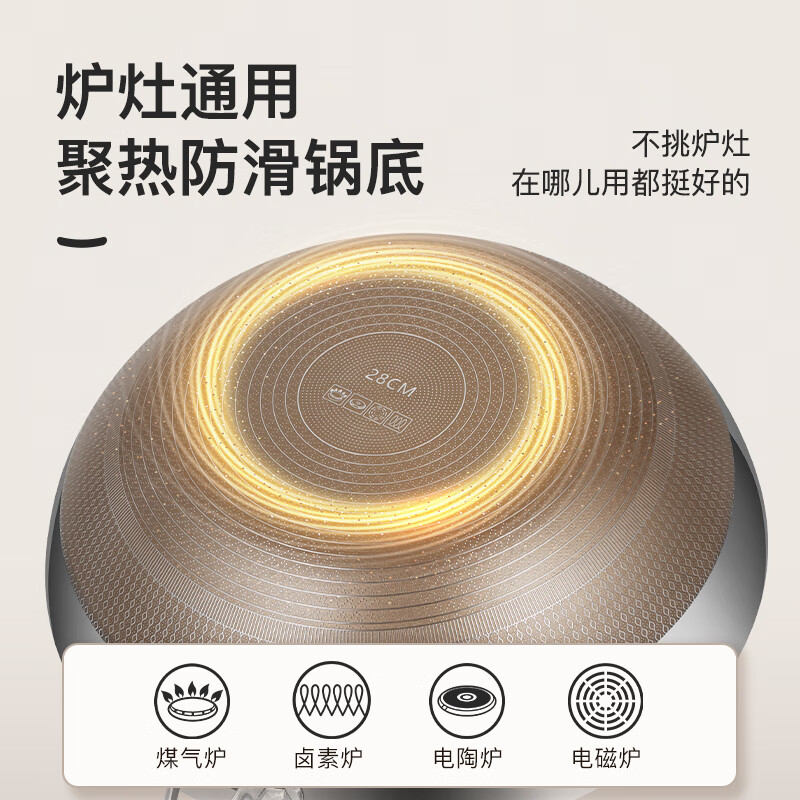 德铂Debo 拉齐奥有钛0涂层炒锅炒菜锅明火电磁炉通用DEP-DS432高清大图