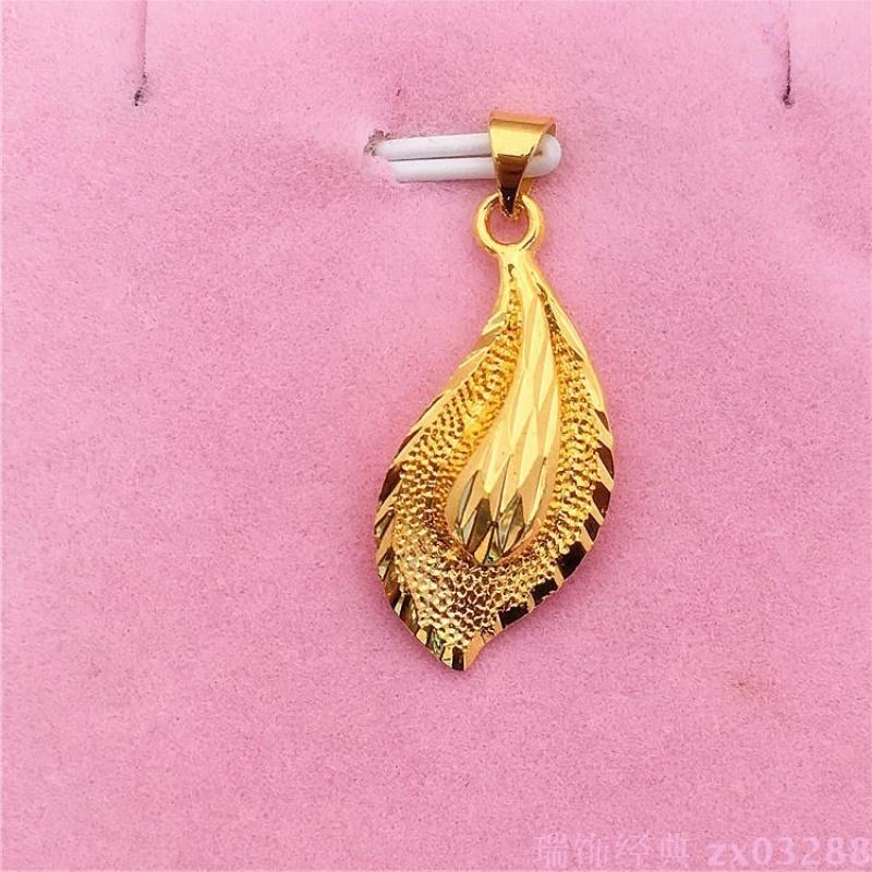 日韩仿黄金转运珠爱心花朵坠DIY女士配饰锁骨项链越南沙金送女朋友老婆生日礼送女朋友七夕情_6 树叶