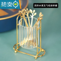 XIANCAI水果插叉勺子不锈钢欧式小奢华创意可爱套装水果签蛋糕甜品叉 拱形透明果叉收纳罐（不带叉勺）