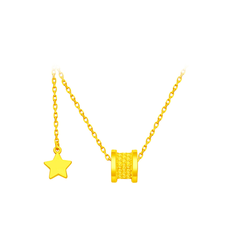 周大福小蛮腰星星足金黄金项链工费620计价f229885