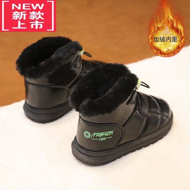 可莉允儿童雪地靴冬季一体防水面包鞋男童靴子小童加绒加厚宝宝棉鞋图片