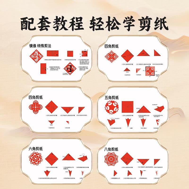 2024新年新款窗花剪纸套装半成品儿童手工diy传统中国风图案2430图片