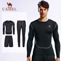 CAMEL骆驼户外运动套装 男款休闲健身运动瑜伽紧身速干针织三件套装