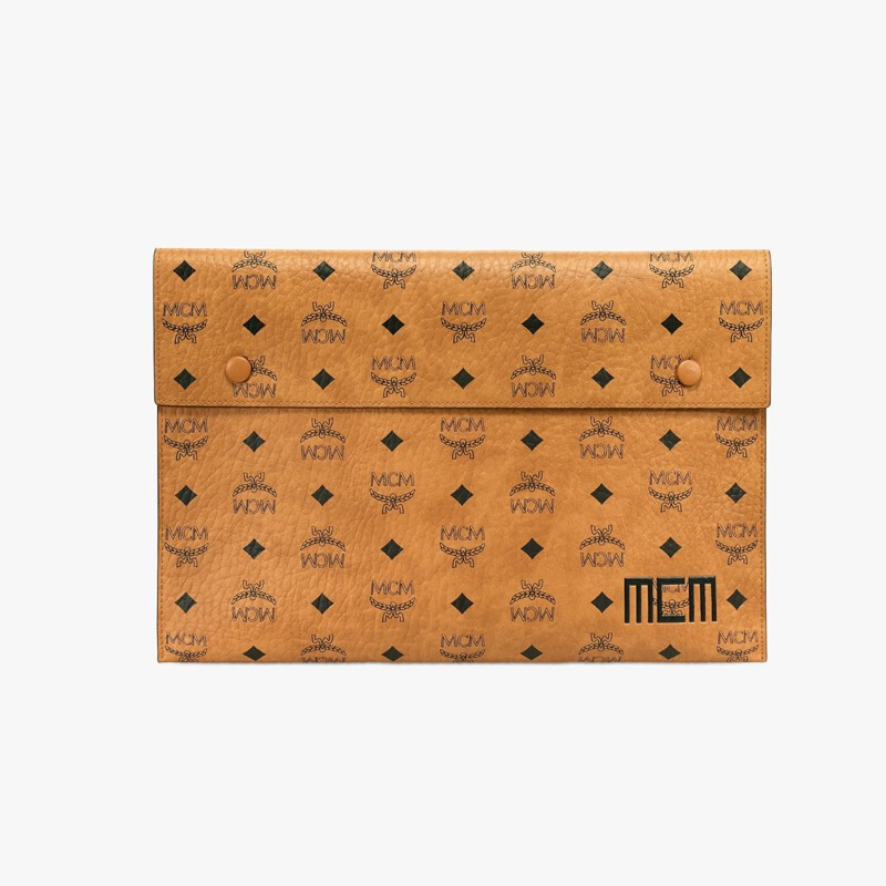 MCM 奢侈品 中性Visetos干邑色牛皮革中号手拿包三件套文件包信封包手拿包MXZBSVI04CO001