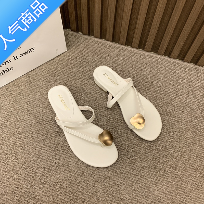 SUNTEK半拖凉鞋女士外穿外出2023年新款夏季韩系百搭仙女风夹趾小凉拖鞋高清大图