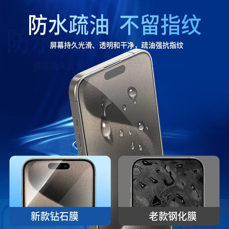 DBUE 苹果15钢化膜iPhone15ProMax手机膜新款15pro贴膜全屏覆盖15plus防指纹全包防摔高清保护屏