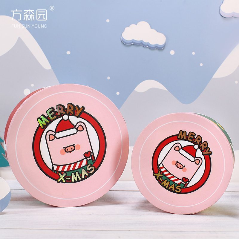 圣诞节包装盒卡通可爱平安夜送女友闺蜜礼物盒子圆形礼品盒
