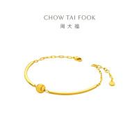 周大福ING系列 拉丝猫眼链镯足金手链女黄金镯子(工费:580计价)F233798