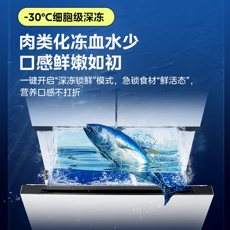 [官方正品]美的出品华凌冰箱521升超薄零嵌入法式多门一级能效双系统不串味变频冰箱HR-547WUFPZ白月光高清大图