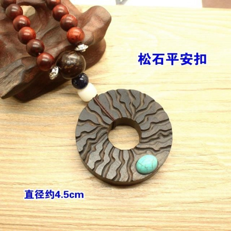 大气木珠长款项链黑檀木坠男女百搭民族风配饰品算盘毛衣链秋冬送女朋友老婆生日礼物