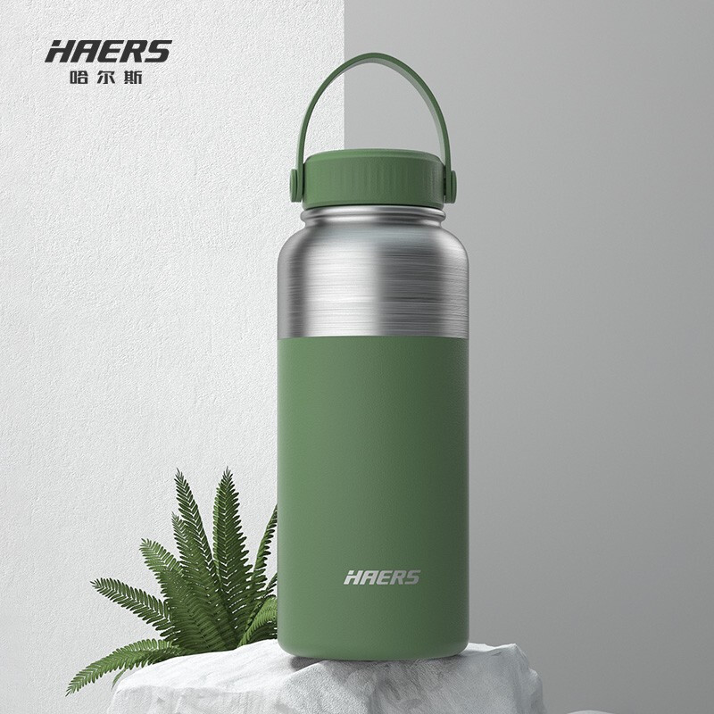 哈尔斯保温杯男女大容量健康不锈钢材质水杯运动便携杯子1.0L 玄黑色1000ml 墨绿色1000ml
