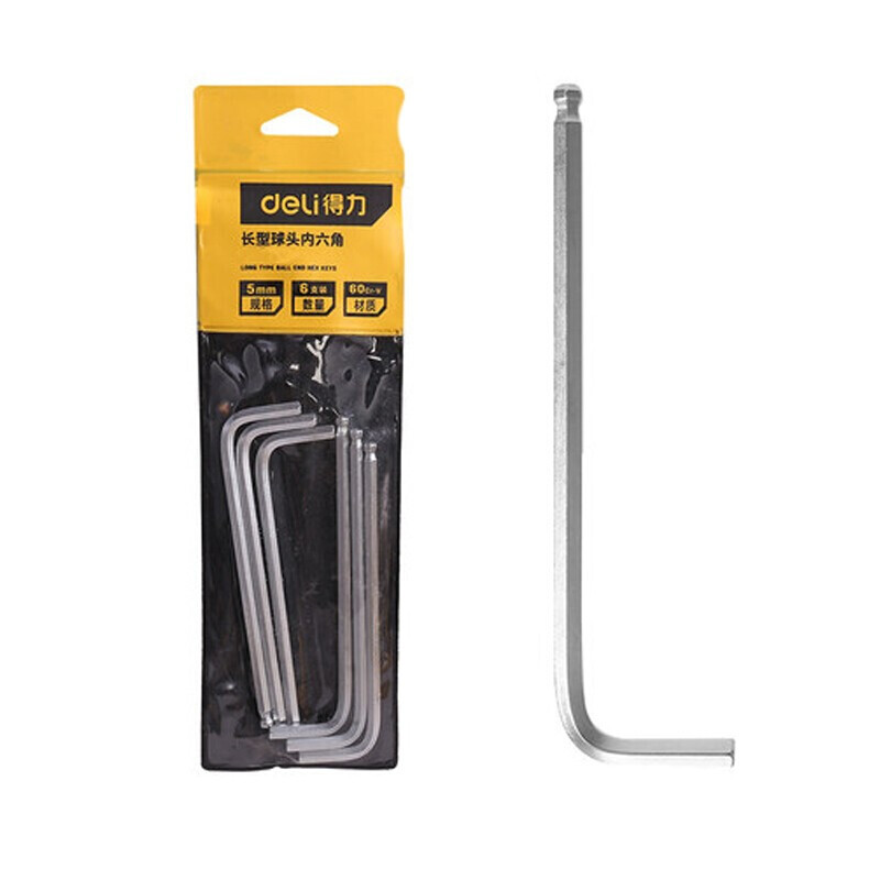 得力(deli) 特长球头内六角铬钒钢(银)1.5MM(10个)高清大图