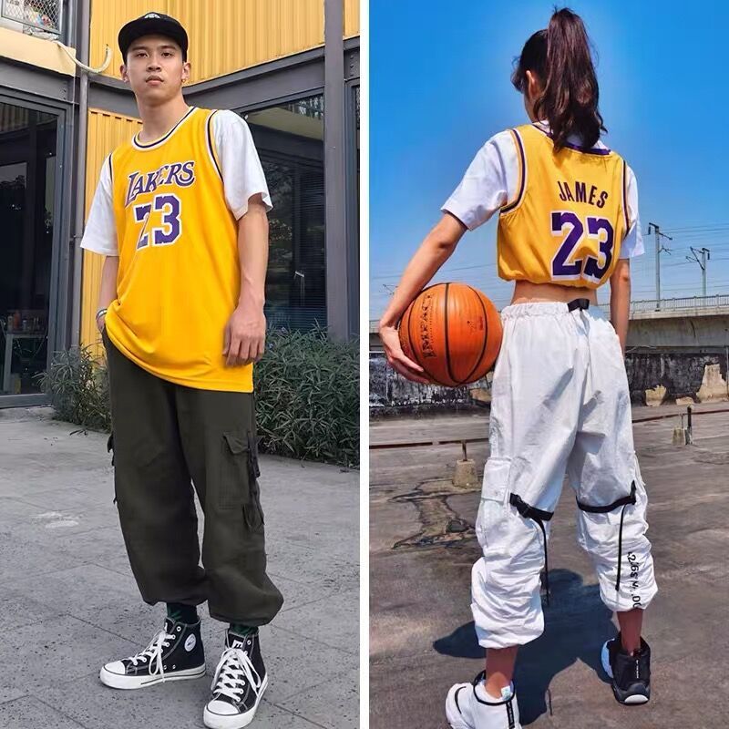 湖人队23号詹姆斯球衣男女学生韩版嘻哈情侣篮球服外穿背心