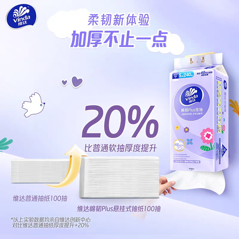 维达悬挂式纸巾960张6提提共240抽4层加厚抽纸餐巾纸挂抽棉韧纸高清大图