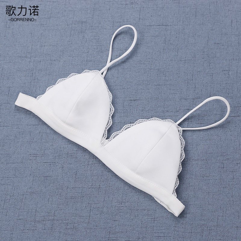 歌力诺文胸少女法式平胸内衣无钢圈三角杯款bra小胸性感胸罩