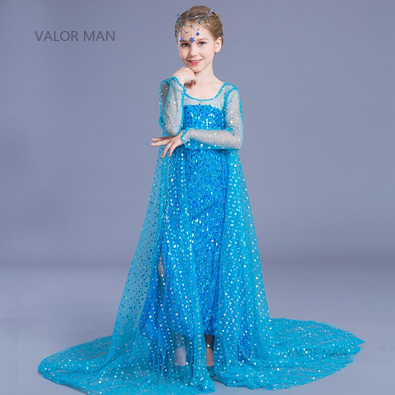 冰雪奇缘公主裙儿童爱沙夏装女童艾莎连衣裙爱莎长裙子重工艾莎裙六