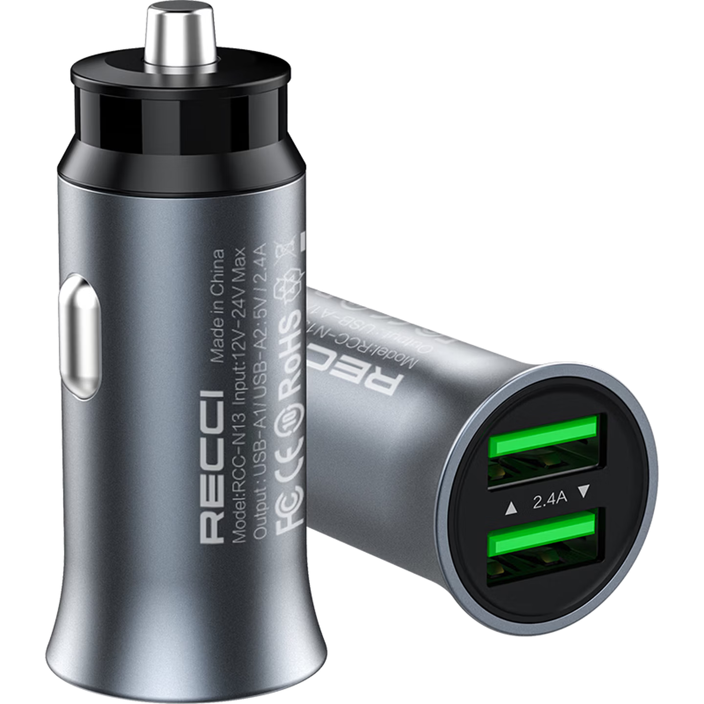 锐思车载充电器RCC-N13 双口输出12-24V输入 颠簸不断充车载充电器 mi高清大图