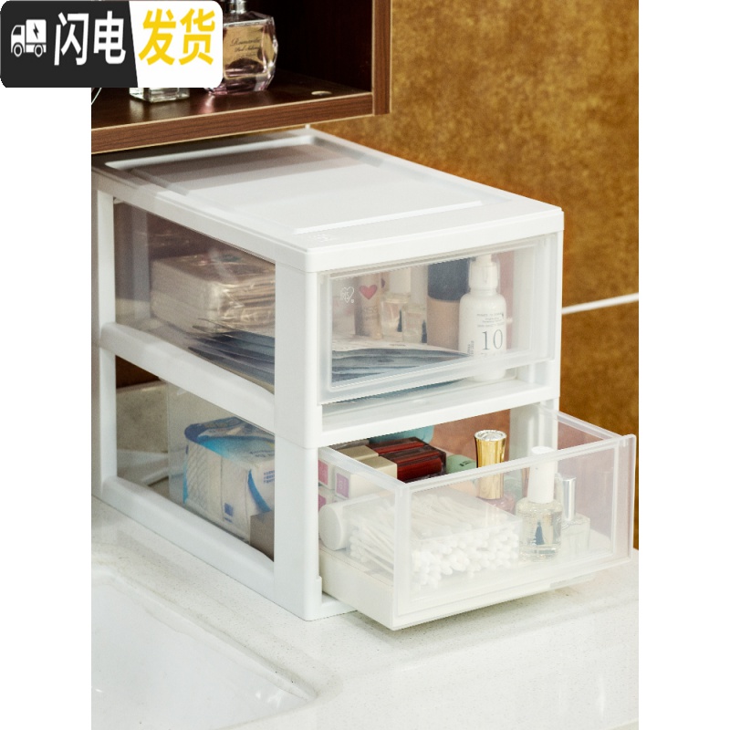 三维工匠透明抽屉式收纳箱小物品零食文具药品化妆品爱丽丝桌面收纳高清大图