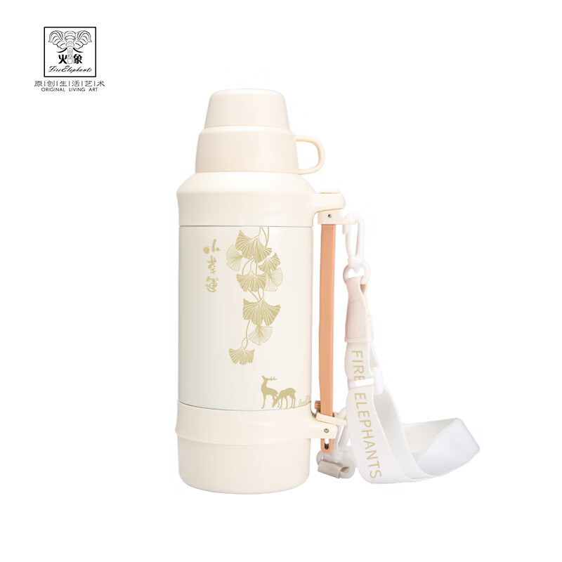 火象小幸运不锈钢旅行壶象牙白1200ml/个高清大图