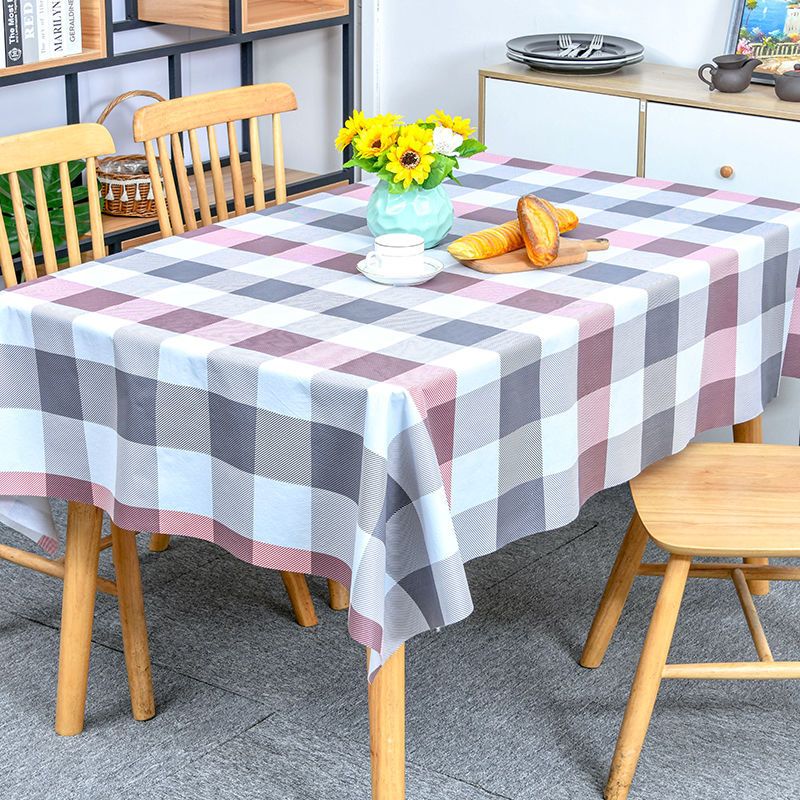 桌布防水防烫防油免洗pvc长方形餐桌垫茶几布格子少女心ins书桌布