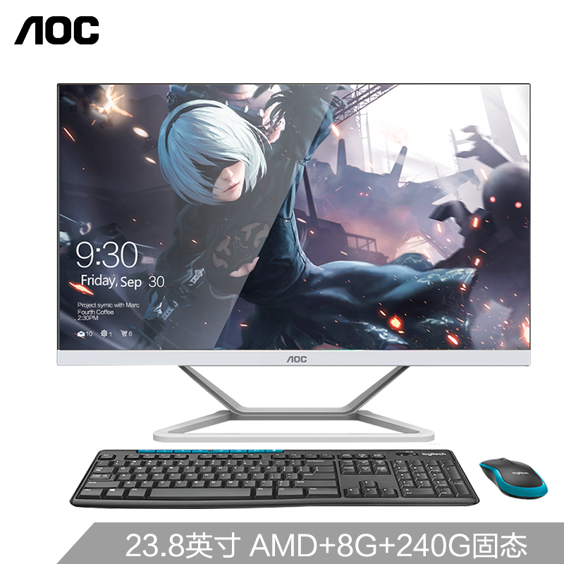 AOC722系列一体机电脑台式新锐龙R3整机超薄高清办公游戏23.8英寸 【AMD新品】