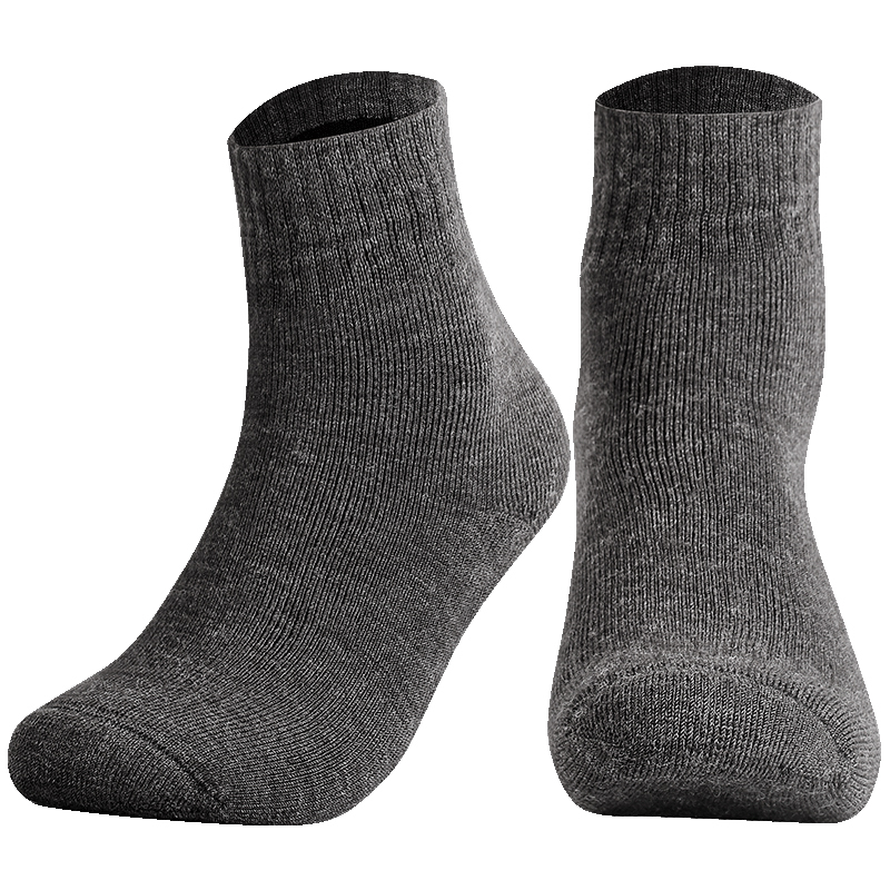 恒源祥男士羊毛袜秋冬季加厚保暖中筒羊毛绒袜冬天黑色羊毛男袜子