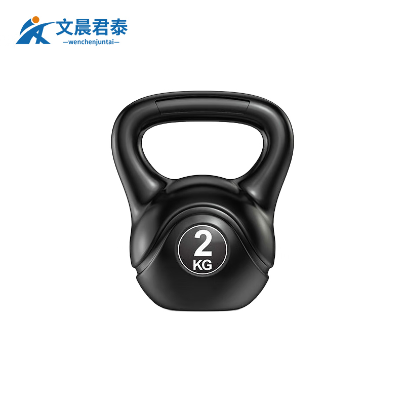 文晨君泰 体能训练器材实心壶铃哑铃球 黑色壶铃 2KG