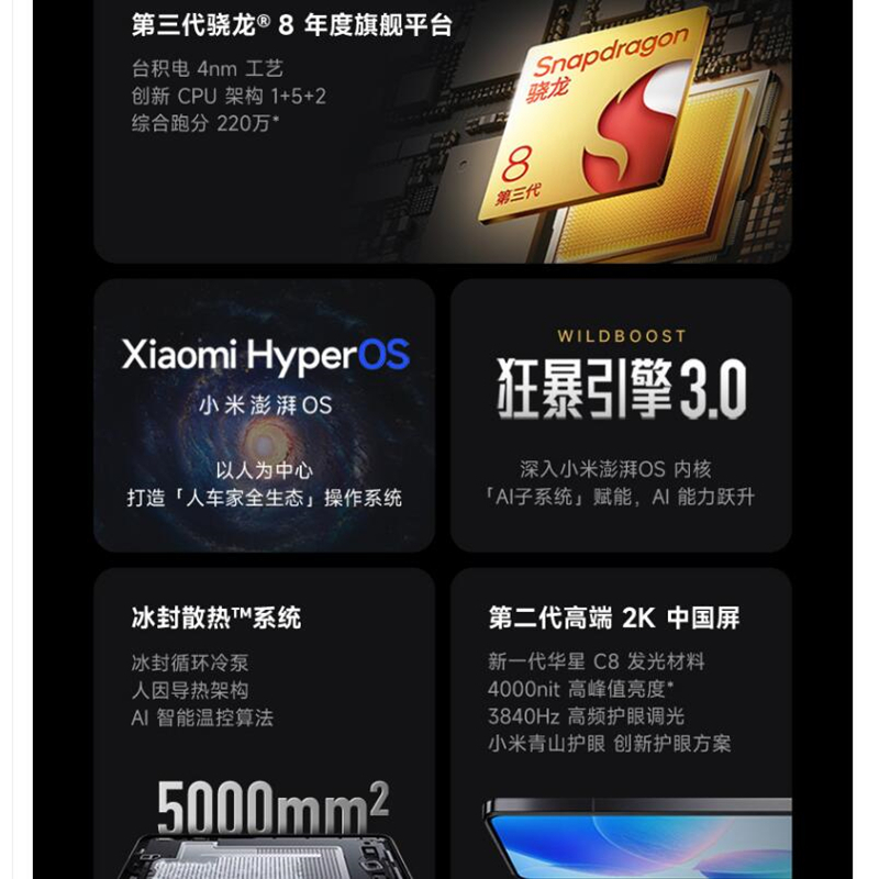 [原封]小米Redmi K70 Pro 竹月蓝 16GB+256GB 第三代骁龙8 5G芯 小米澎湃OS 120W有线快充 二代2K直屏 5G智能手机 K70