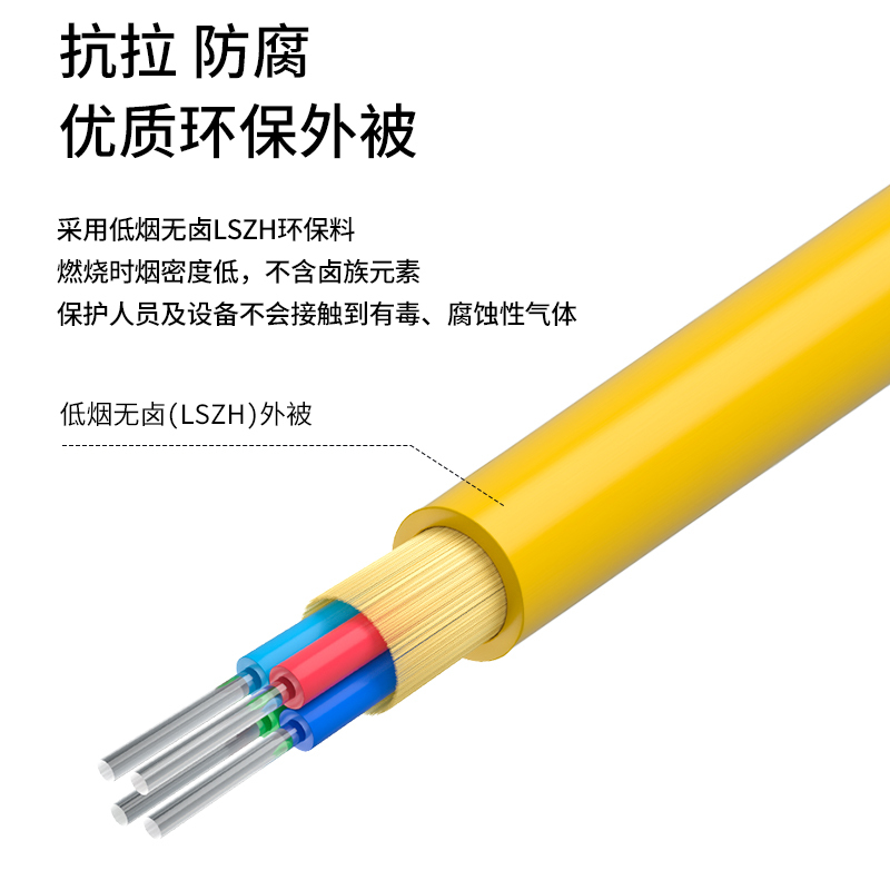 博扬 BY-GJFJV-4B1 4芯单模室内光缆光纤线 9/125 GJFJH低烟无卤束状软光缆 100米
