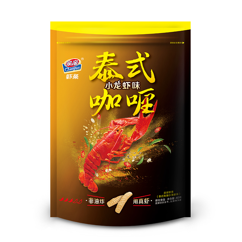 亲亲 膨化食品 虾条泰式咖喱小龙虾味40g(休闲零食)