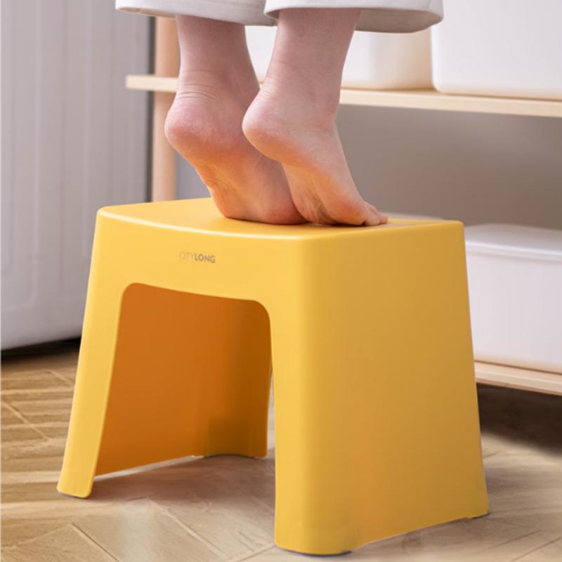 禧天龙(Citylong) D-2108(亮丽黄)家用叠放浴室防滑小凳子门口进门换鞋踩脚塑料矮凳*2个装高清大图