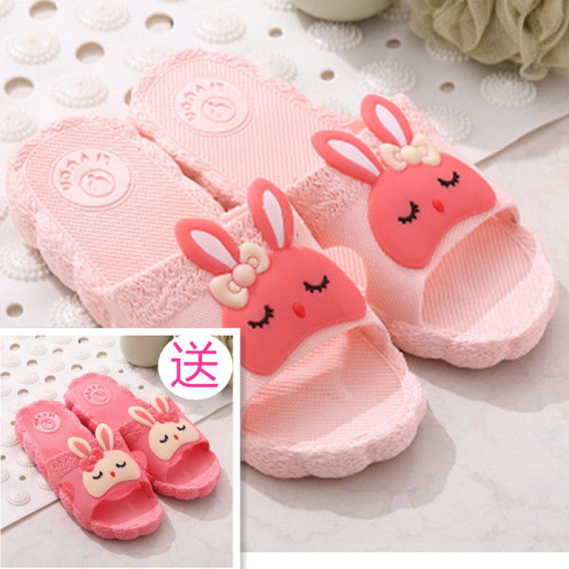 情侣拖浴室拖鞋居家拖鞋女拖鞋夏季凉拖_423 粉色+西瓜红（兔耳朵） 36-37码+40-41码
