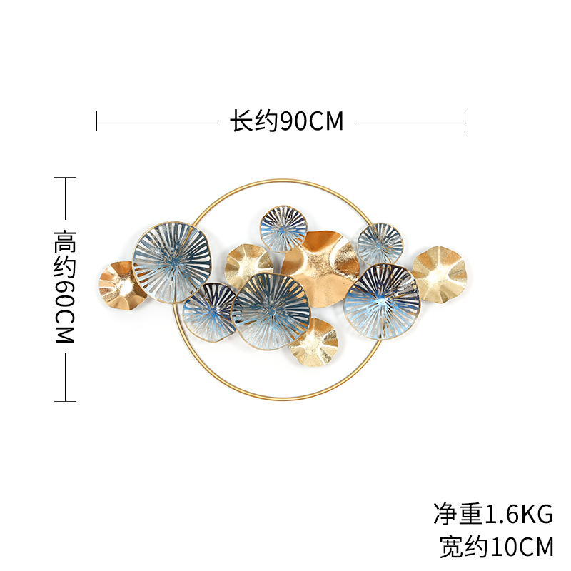 轻奢创意玄关金色铁艺壁挂墙饰新中式客厅沙发背景墙面装饰挂饰 三维工匠 《简》蓝L（送蝴蝶壁饰X2）