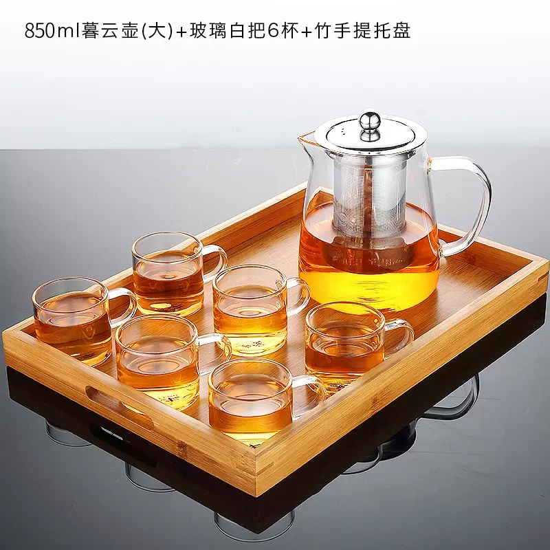 家柏饰(CORATED)玻璃茶壶套装家用高温红茶器过滤泡茶壶加厚热花茶壶单壶高清大图