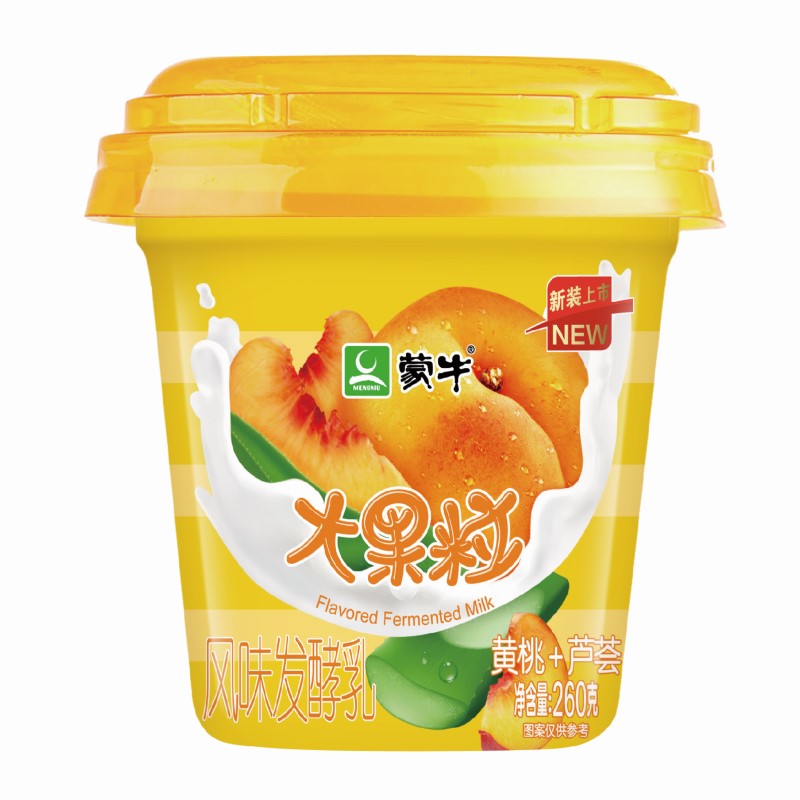 蒙牛三角杯大果粒酸牛奶芦荟 黄桃260g低温乳品这个酸奶醇厚,里面有