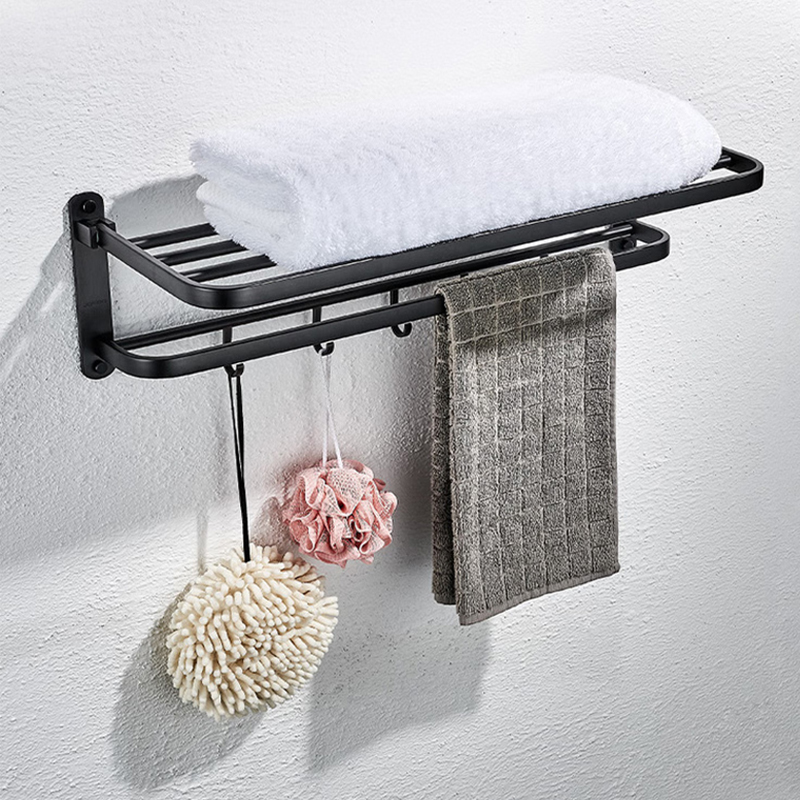 九牧（JOMOO）卫生间置物架毛巾架免打孔浴室太空铝浴巾架双杆衣钩卫浴挂件套装930609/936004高清大图