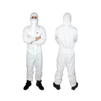 3M 4545防护服防尘防液体喷溅工业实验室液体喷涂农药白色带帽连体服 M-XXL可选