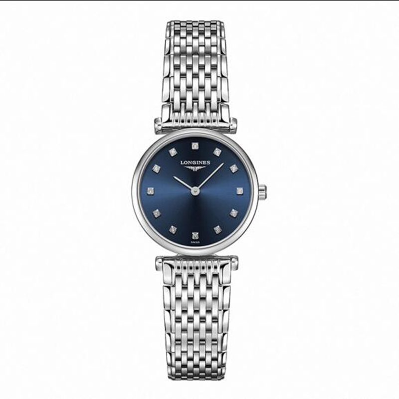 浪琴longines嘉岚系列蓝色镶钻时尚薄款石英女表l4.209.4.97.
