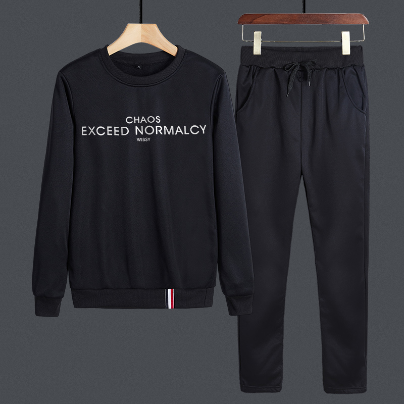 套头卫衣男秋冬季圆领休闲运动套装潮流时尚帅气学生男装两件套YTZ204