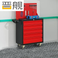 晋舰汽修工具车移动工具柜多功能工具箱 标配【黑红】五抽工具车+挂板